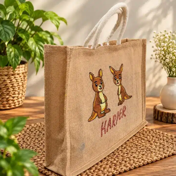 Personalized Jute Bag with Hand Painted Custom Design