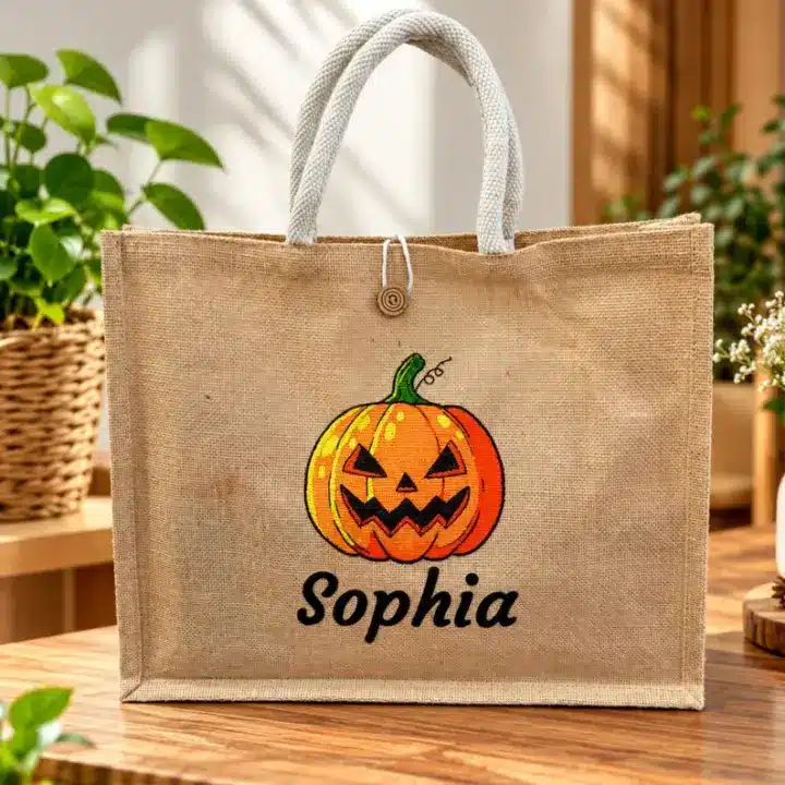 Personalised Halloween Jute Tote Bag
