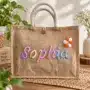 Personalized Jute Tote Bag | Custom Embroidered Name, Quote | Eco-Friendly Bag