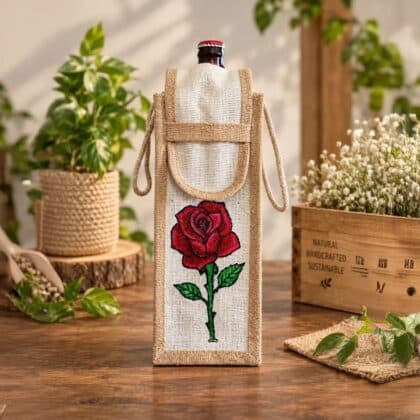 Hand Printed Personalized Single Bottle Gift Bag